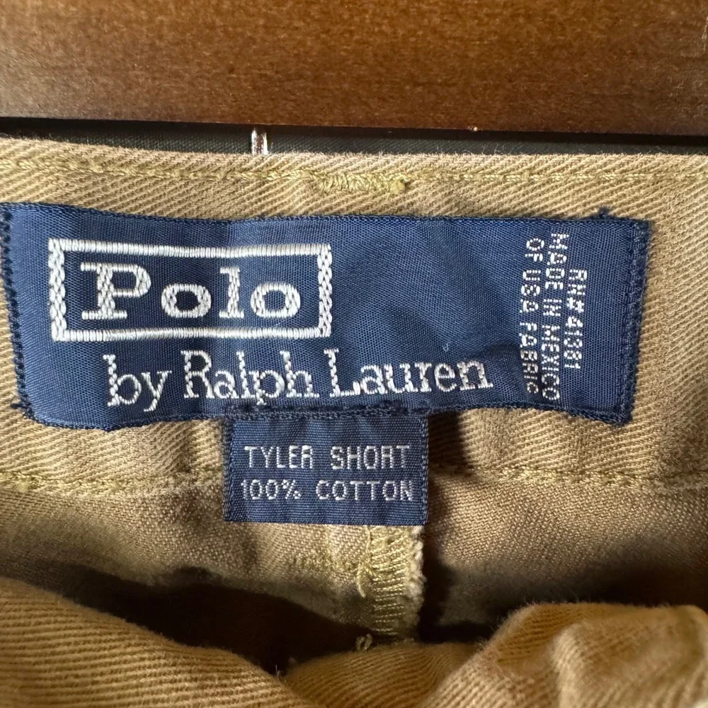 VTG Polo Ralph Lauren Tyler Short Mens 36 Tan Chino Cotton Shorts Y2K Preppy